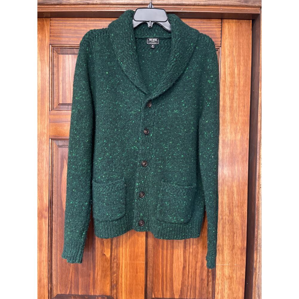 Todd Snyder wool and Cashmere shawl collar cardigan speckled green M